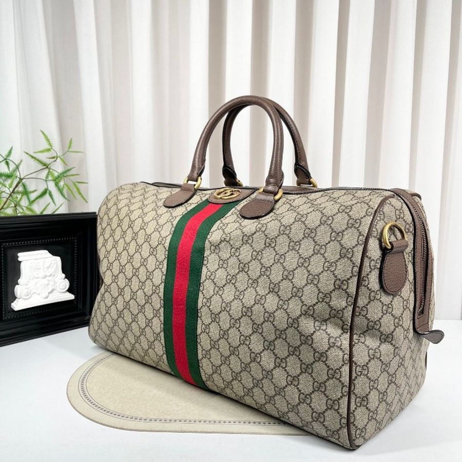 GUCCI Savoy 老花帆布旅行袋 帶肩帶-3
