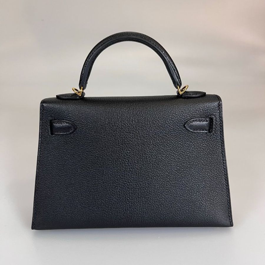 HERMES A刻 山羊皮 黑金KELLY MINI包 II代-1