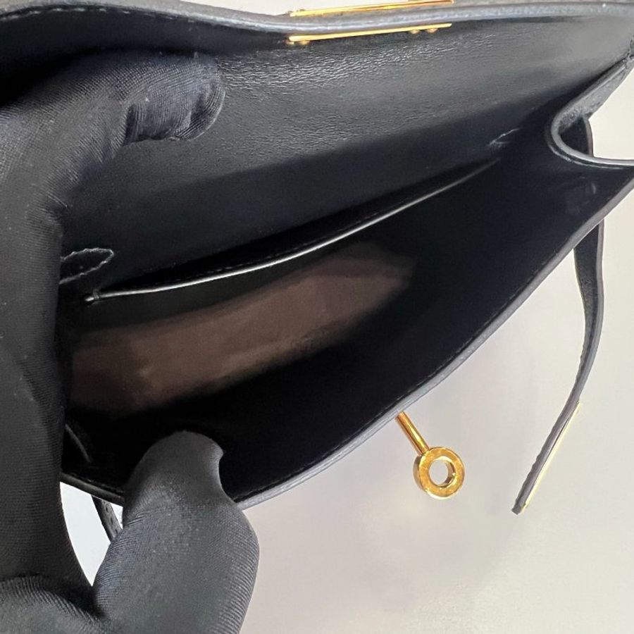 HERMES A刻 山羊皮 黑金KELLY MINI包 II代-5