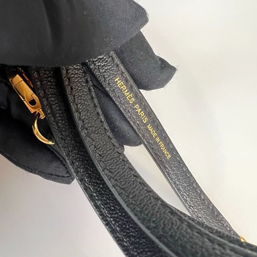 HERMES A刻 山羊皮 黑金KELLY MINI包 II代-7