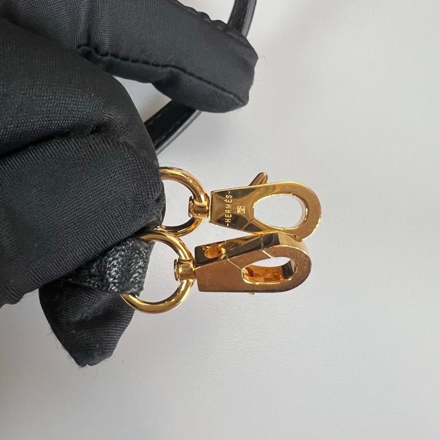 HERMES A刻 山羊皮 黑金KELLY MINI包 II代-9