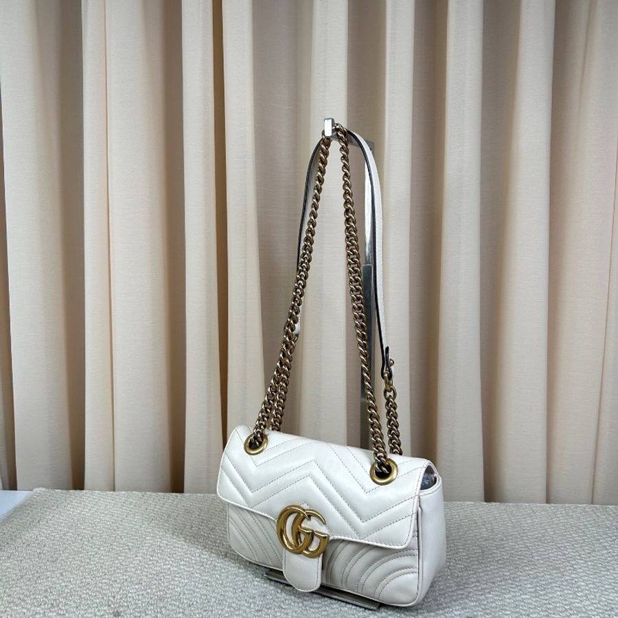 Gucci 馬蒙22 Marmont白色鏈條包-2