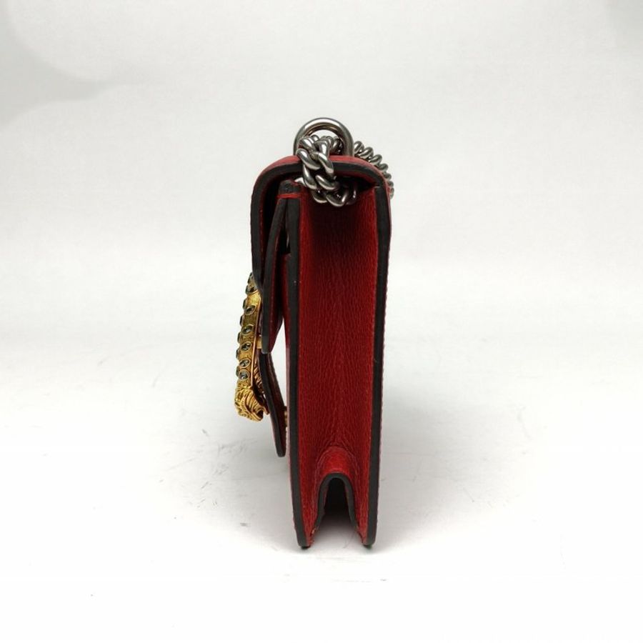 GUCCI Dionysus酒神Mini紅色牛皮鑽扣金銀色肩背包-1