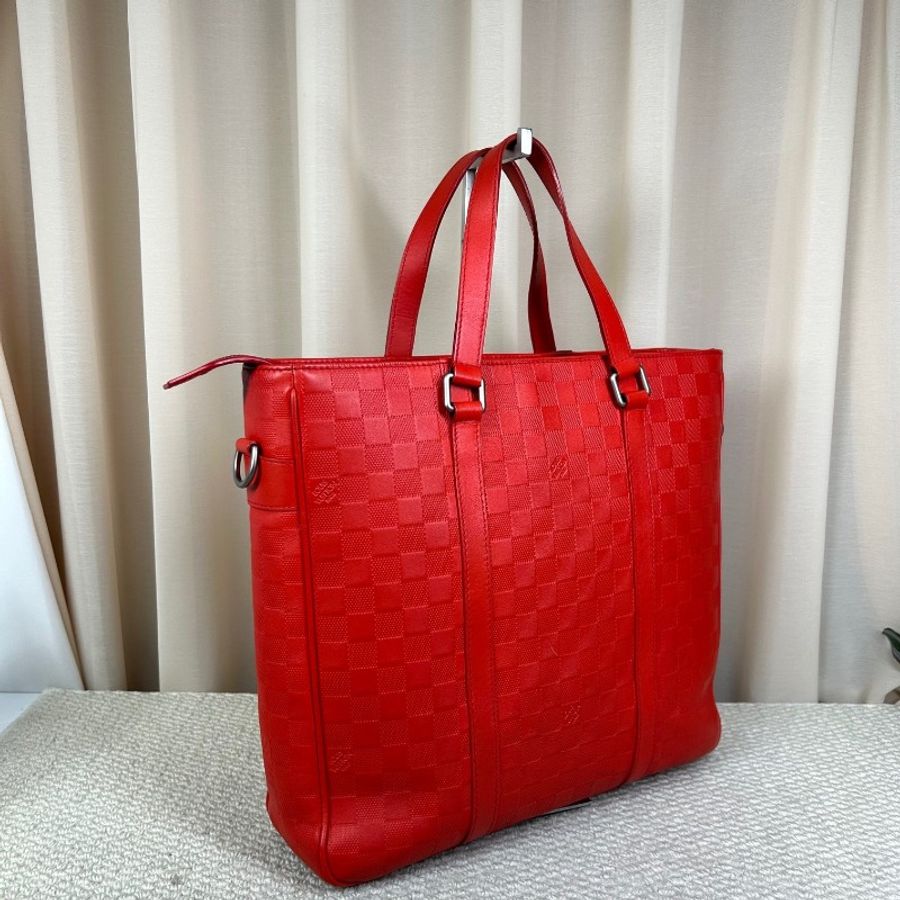 Louis Vuitton 紅色棋盤格手提包 肩背包-3