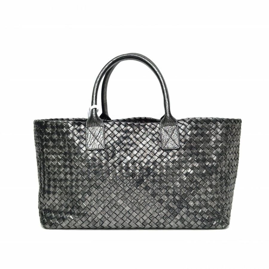 BOTTEGA VENETA 珠光黑牛皮Cabat編織手提包肩背包-0