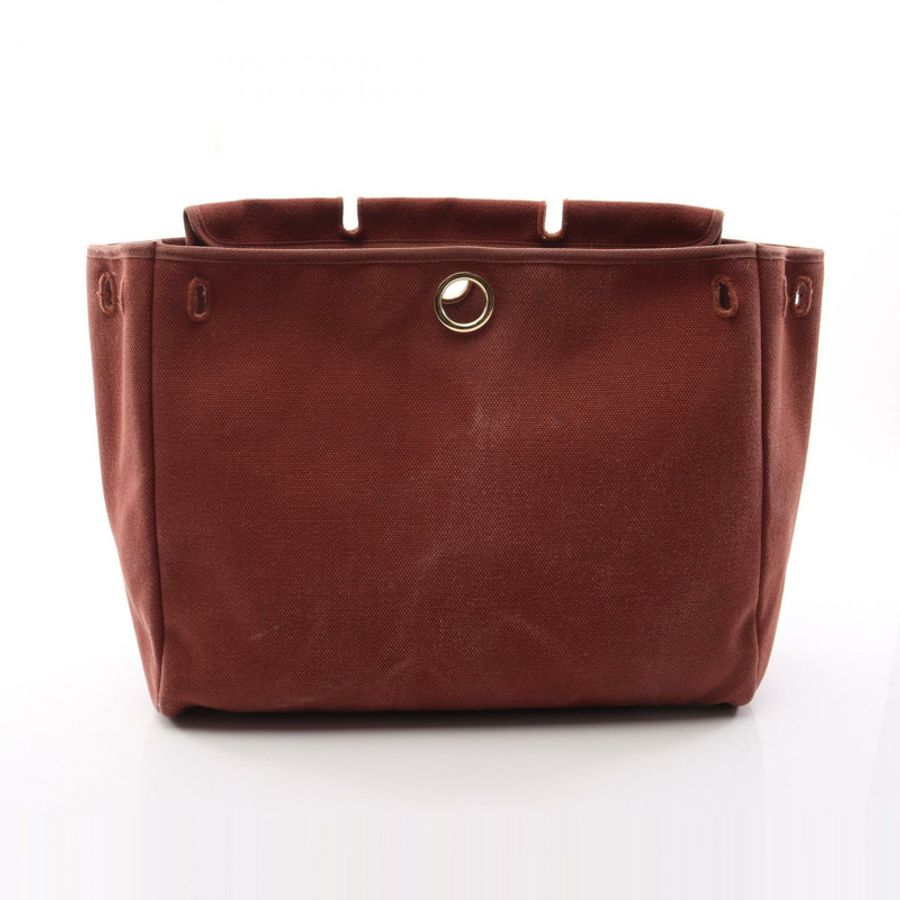 愛馬仕 Herbag MM Rouge H 肩背包 Hunter 皮革 Toile H 帆布 米色 F-15
