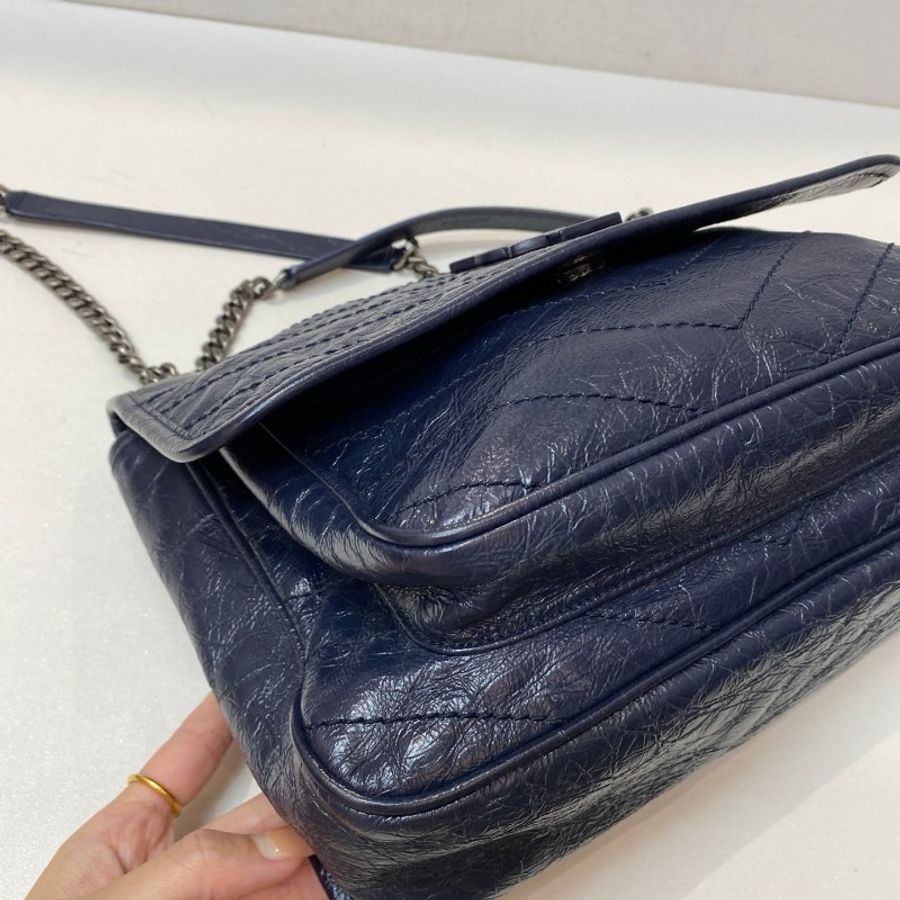 YSL圣罗兰 NIKI 中号蓝色单肩斜挎链条包27*22*9-17