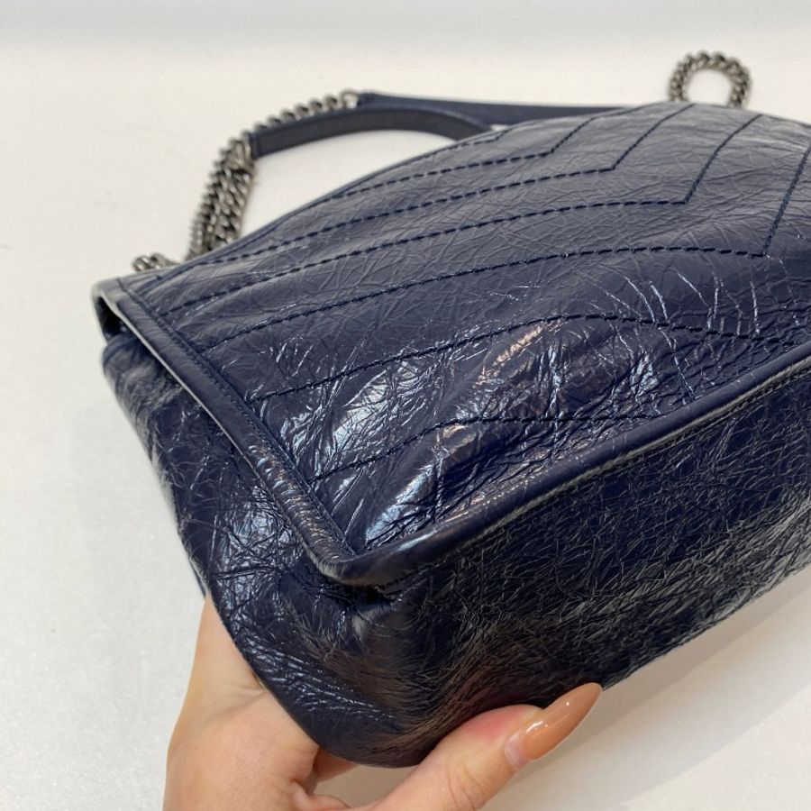 YSL圣罗兰 NIKI 中号蓝色单肩斜挎链条包27*22*9-20