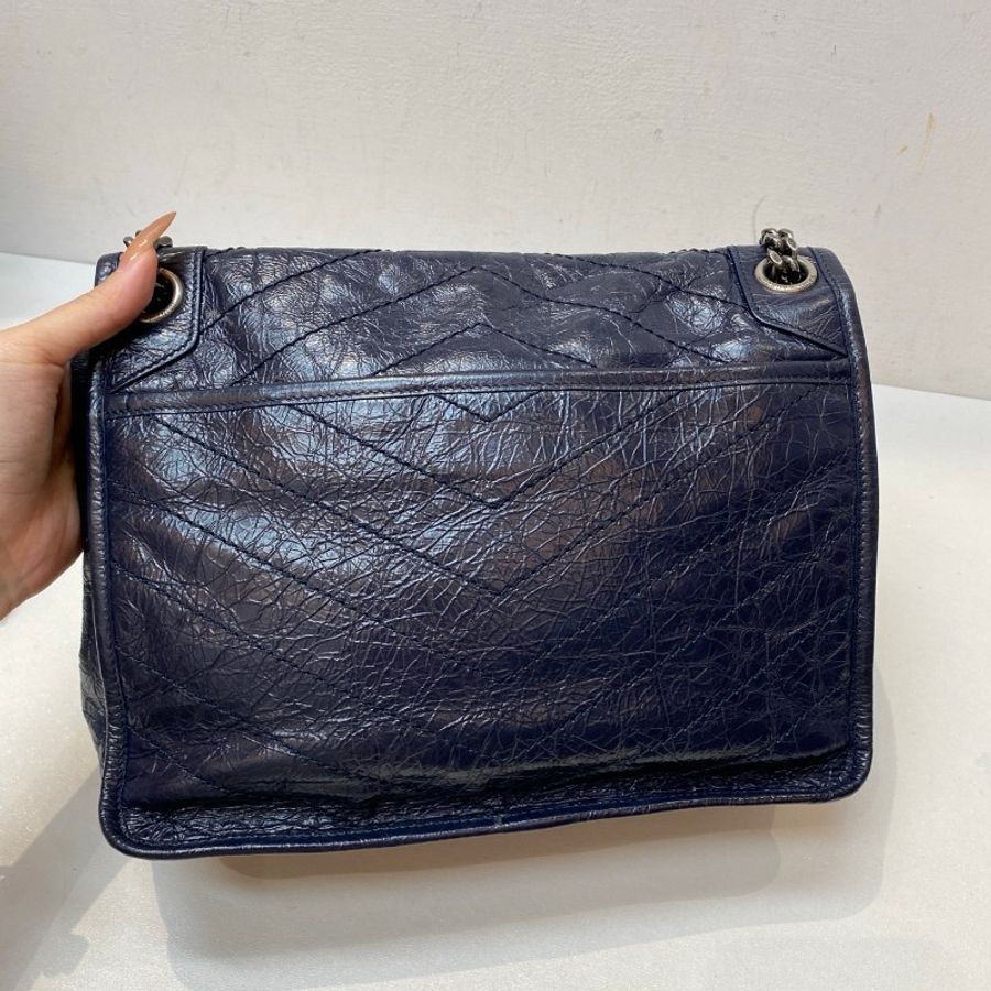YSL圣罗兰 NIKI 中号蓝色单肩斜挎链条包27*22*9-25