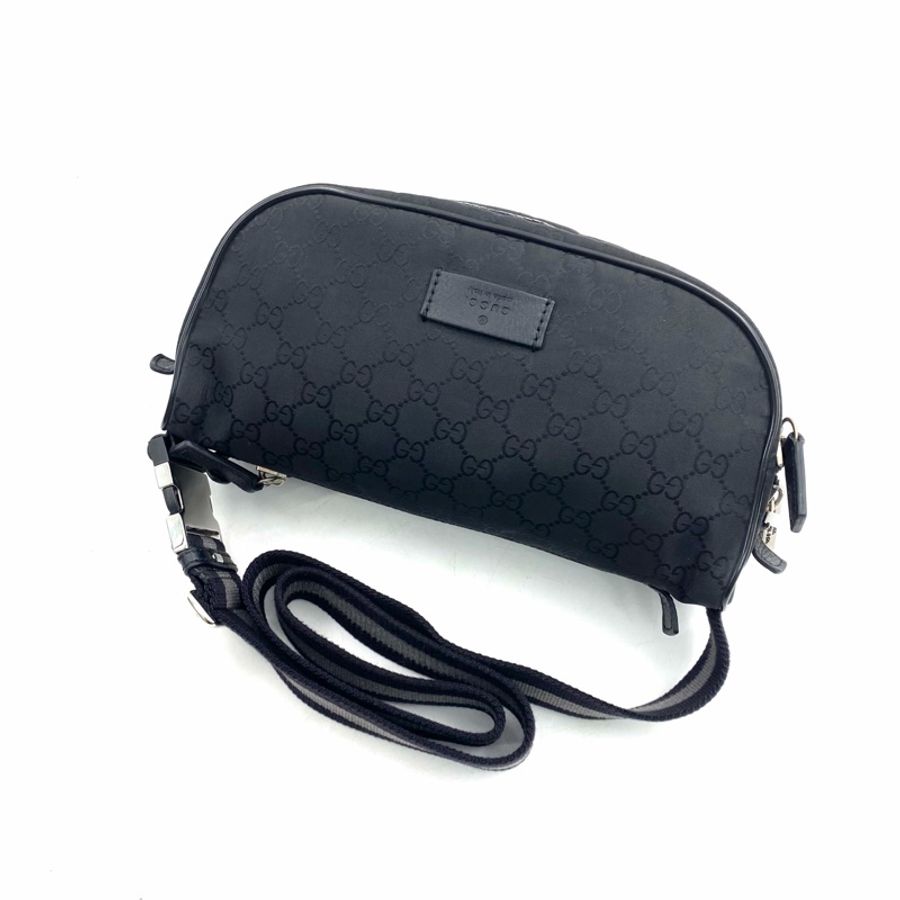 Gucci 古馳 黑色帆布斜挎胸包 尺寸27*12 🈚附件-5
