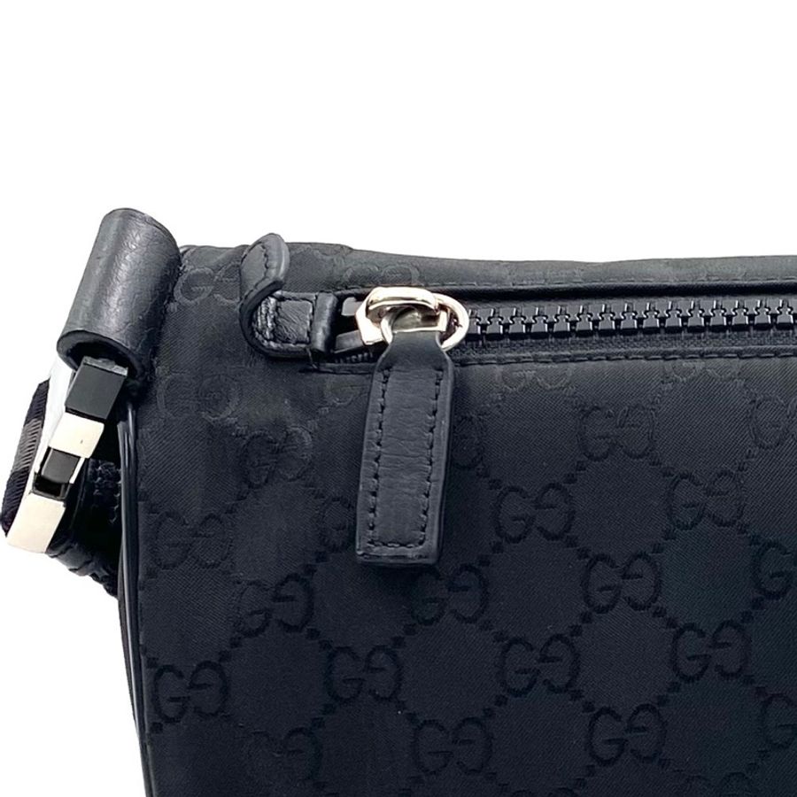 Gucci 古馳 黑色帆布斜挎胸包 尺寸27*12 🈚附件-7