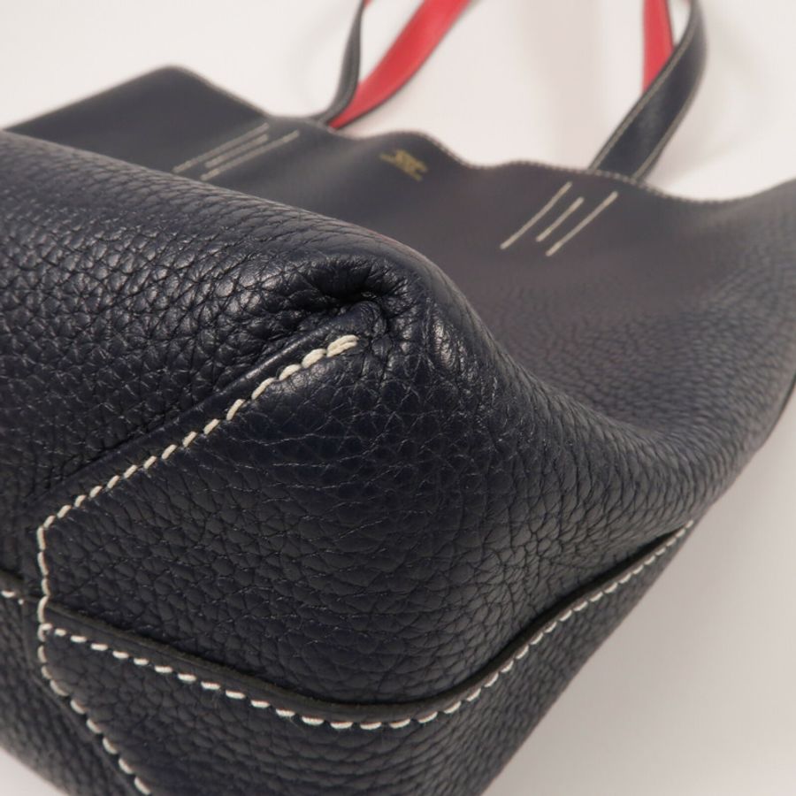 HERMES Clemence皮革Double Sens 28手挽袋Blue Nuit/Rose Extre-9
