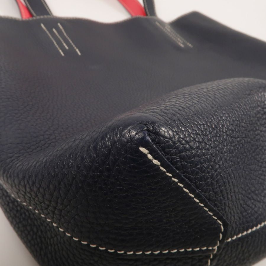HERMES Clemence皮革Double Sens 28手挽袋Blue Nuit/Rose Extre-10