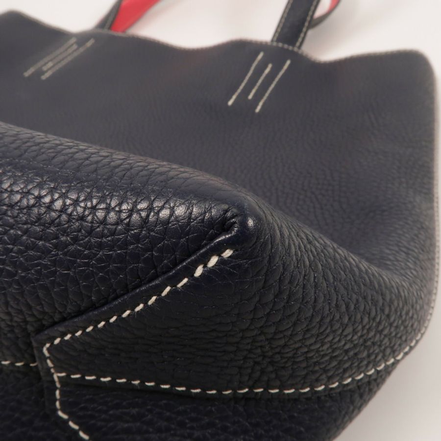 HERMES Clemence皮革Double Sens 28手挽袋Blue Nuit/Rose Extre-11