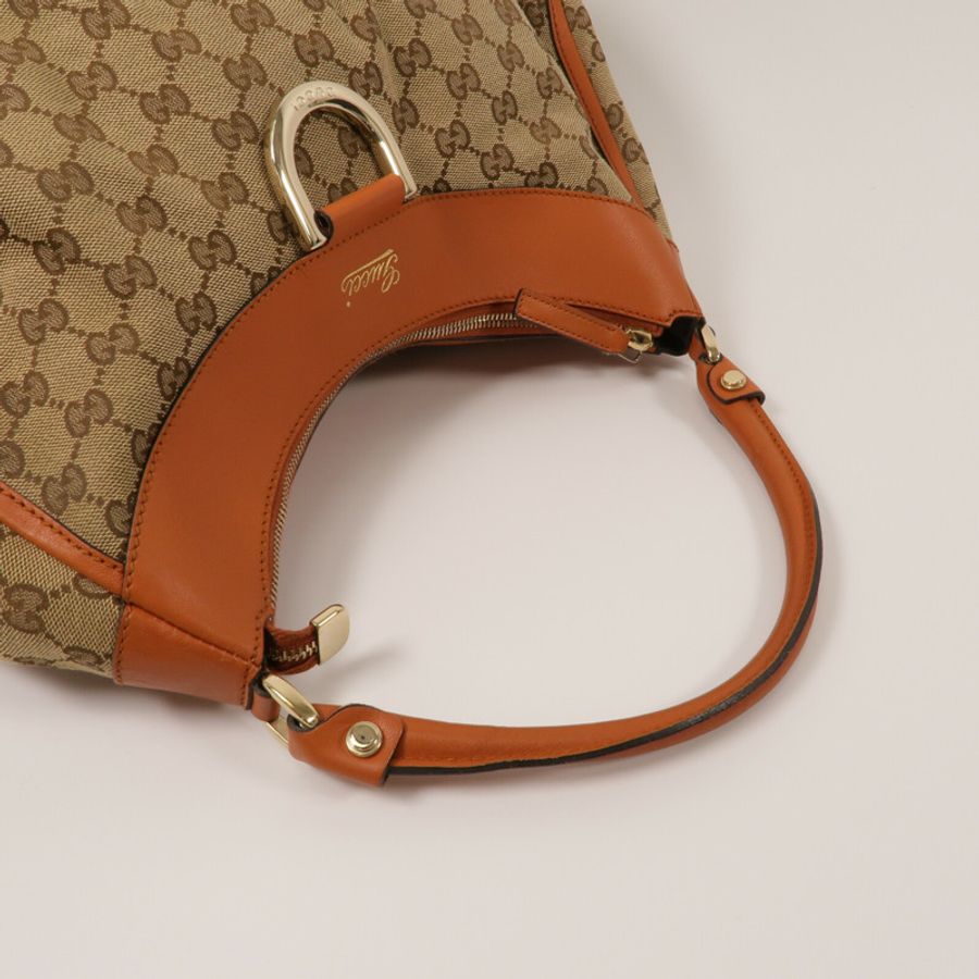 GUCCI 帆布/牛皮皮革D Ring Large肩背袋-8
