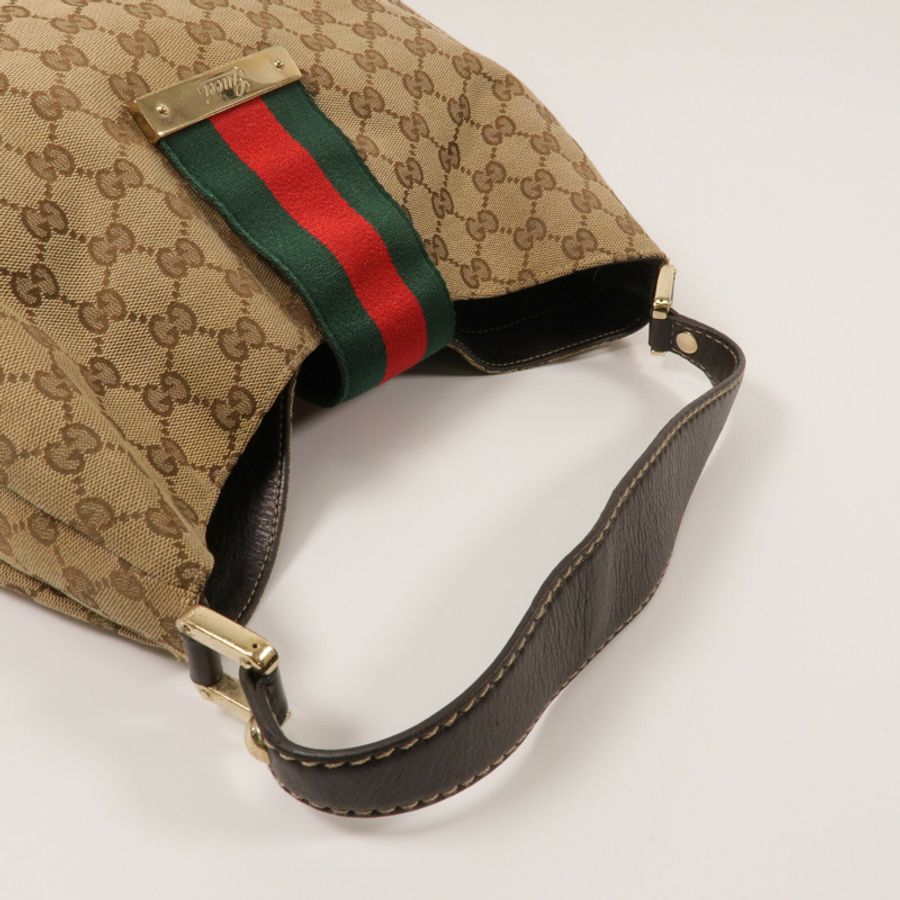 GUCCI 帆布GG Web Hobo肩背袋-8