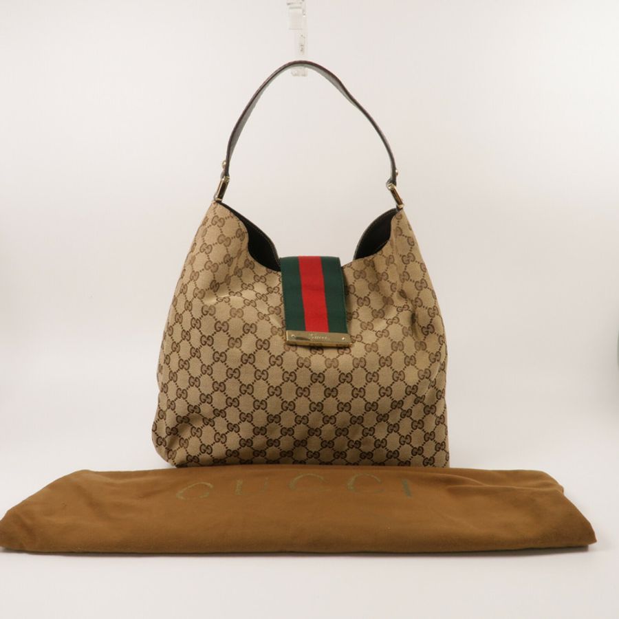 GUCCI 帆布GG Web Hobo肩背袋-9