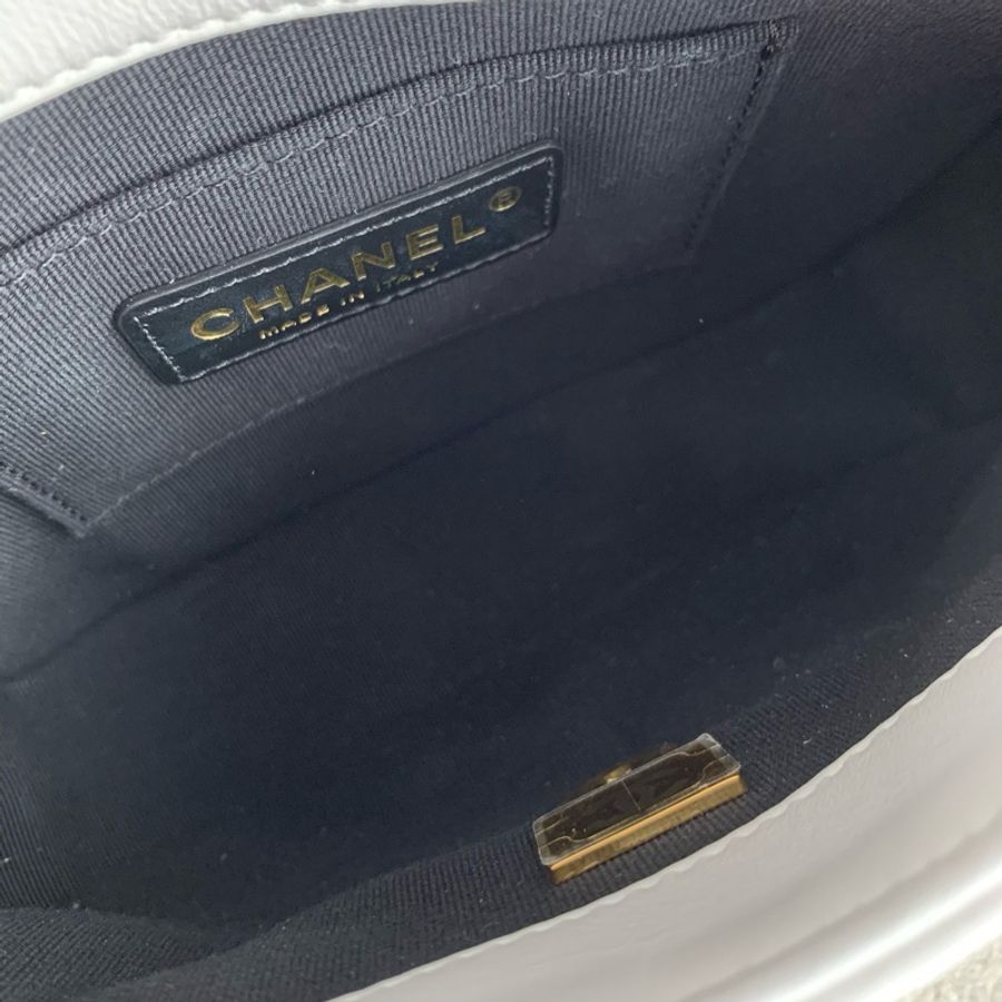Chanel香奈兒白金粗鏈條方胖子單肩斜挎包 芯片款 白色金扣 羊皮-8