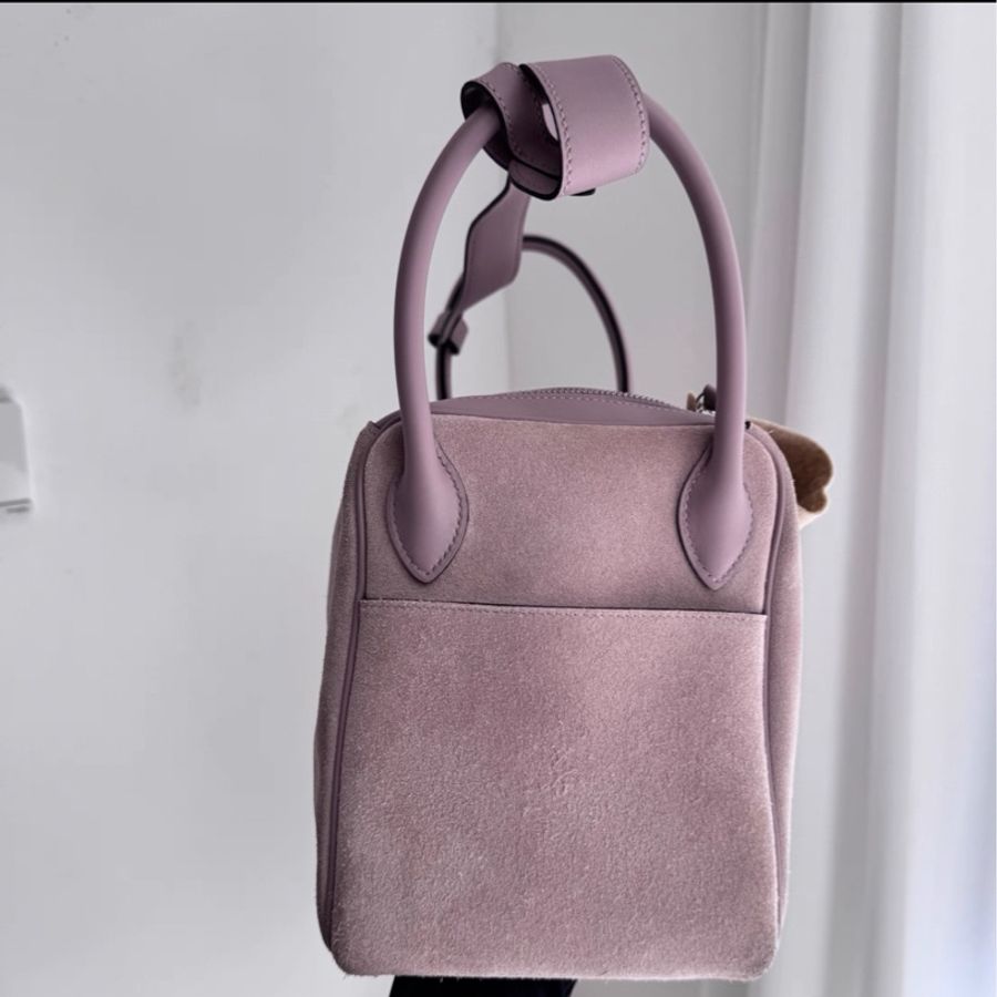 Hermes Lindy 30 4w香芋紫 翻毛拼皮 銀扣 X刻 部分原膜在 配件塵袋-3