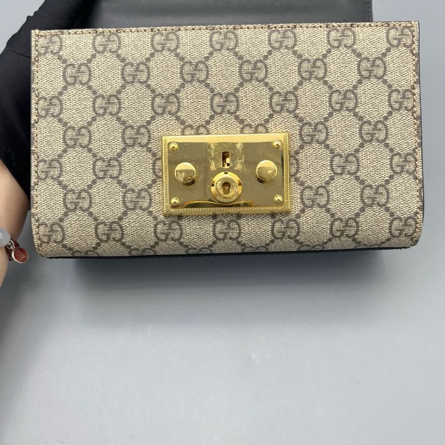 Gucci古馳月光寶盒小號老花拼黑/20*12*7cm-12