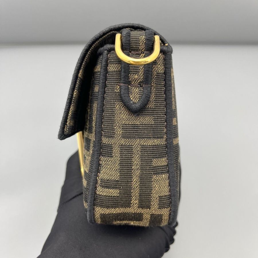 Fendi芬迪法棍mini手提斜跨包棕花/19*12*5cm-5