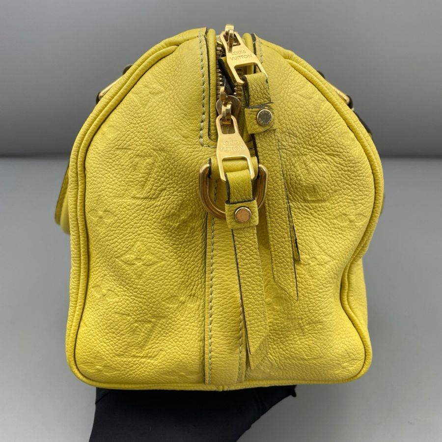 Louis Vuitton 路易威登 speedy25黃色肩帶款缺肩帶/25*18*15cm-3