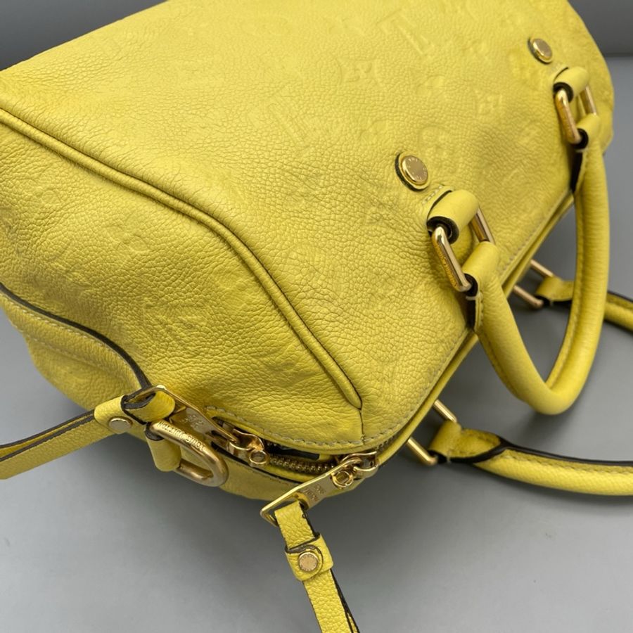 Louis Vuitton 路易威登 speedy25黃色肩帶款缺肩帶/25*18*15cm-9