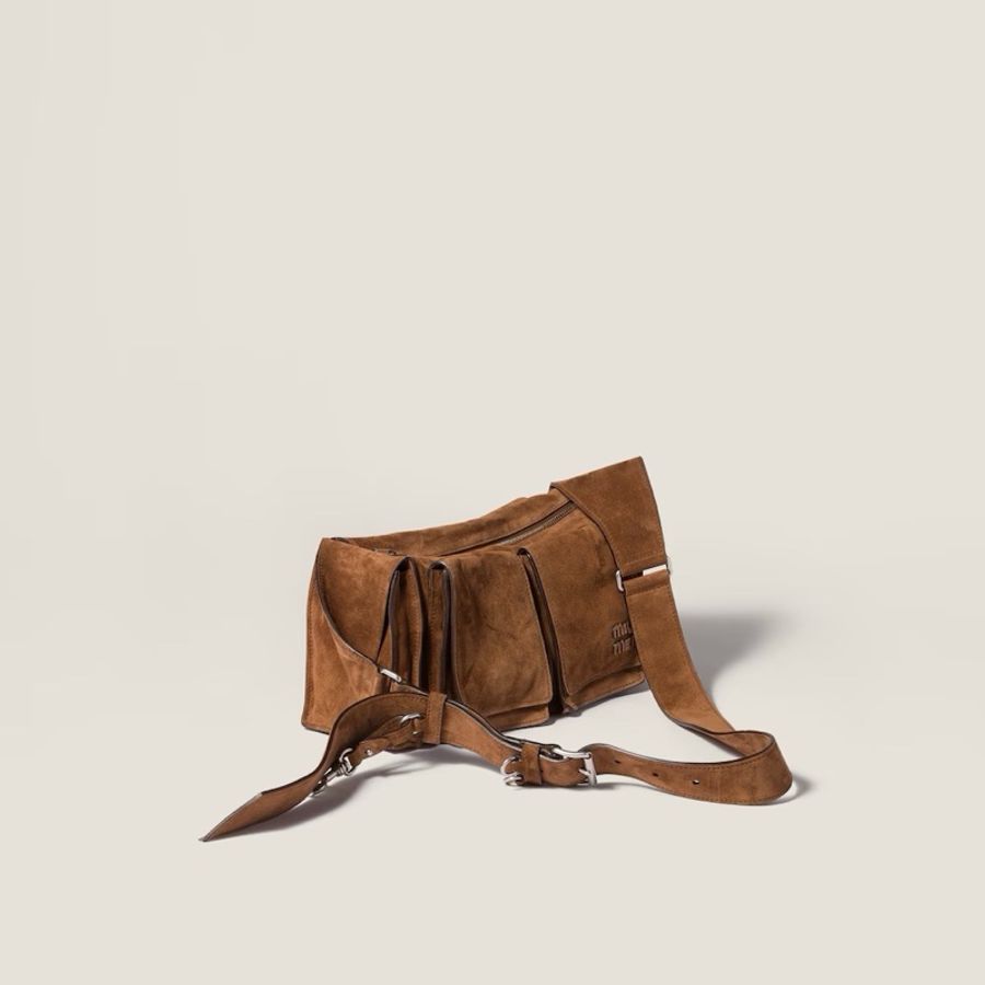 Miu Miu 女士 Utilitaire麂皮單肩包均碼碼26cm*9.5cm*14.5cm-3