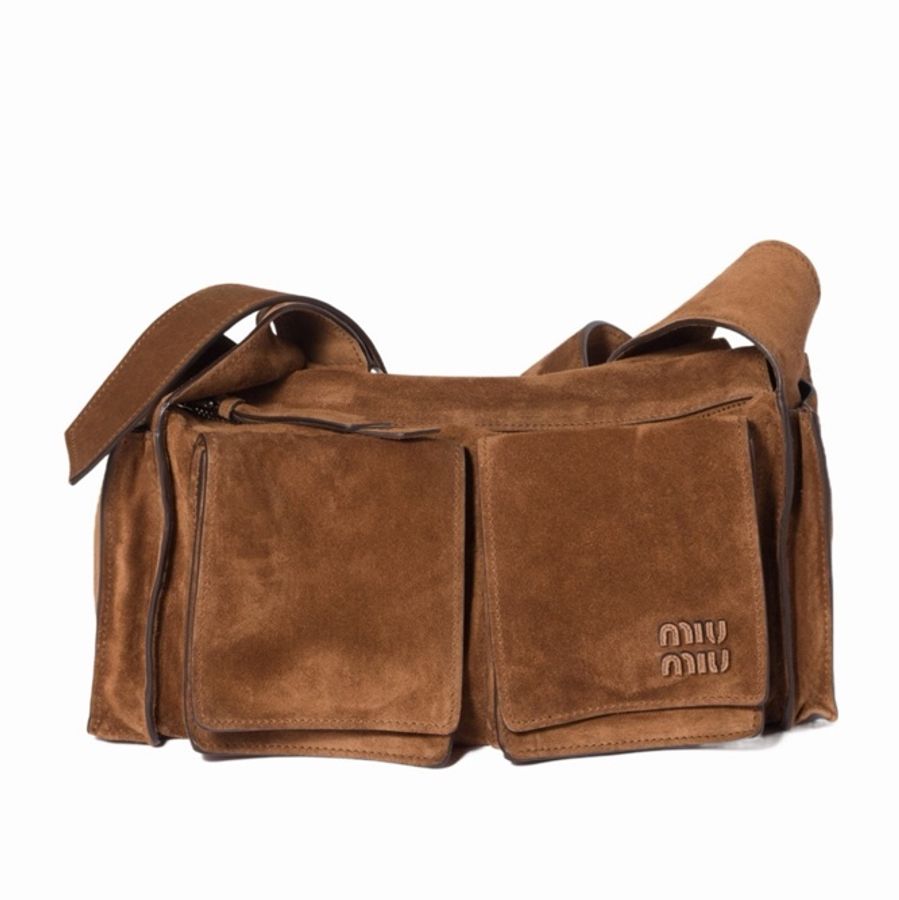 Miu Miu 女士 Utilitaire麂皮單肩包均碼碼26cm*9.5cm*14.5cm-4