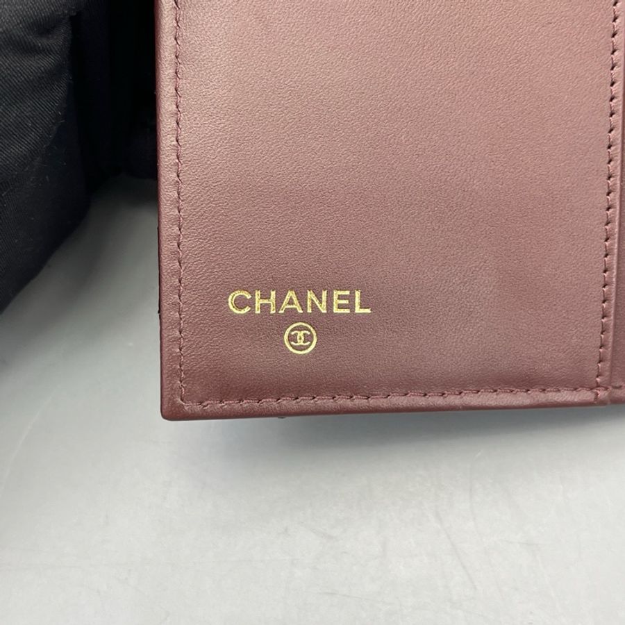 chanel香奈兒CF長款三折錢包黑金/18*11*3cm 21開-12