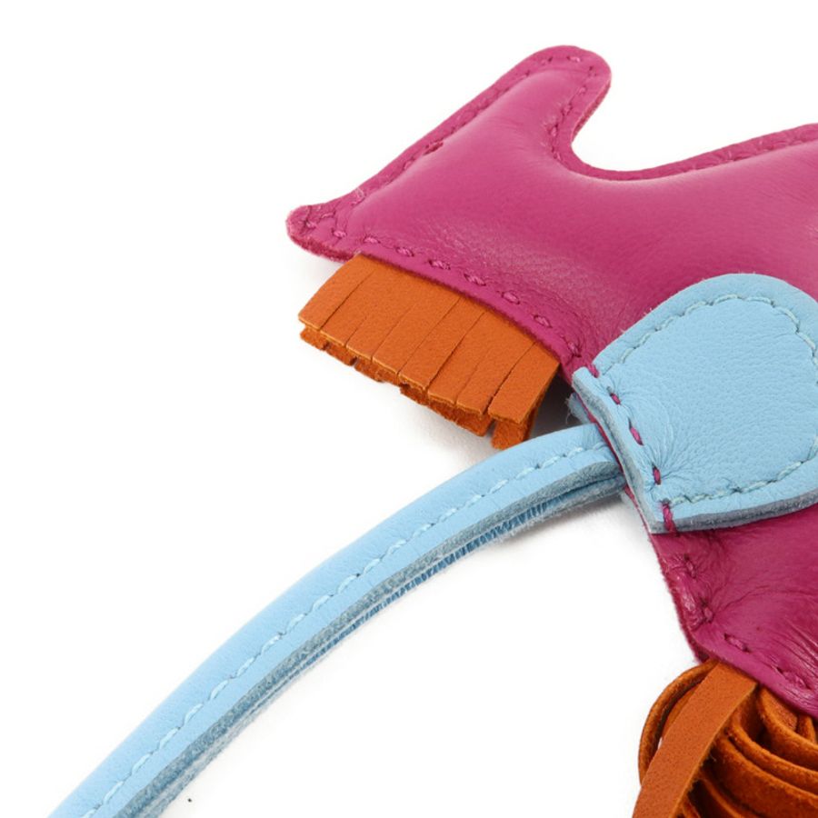 HERMES Milo皮革Rodeo PM掛飾Rose Purple/Celeste/Cornaline-3