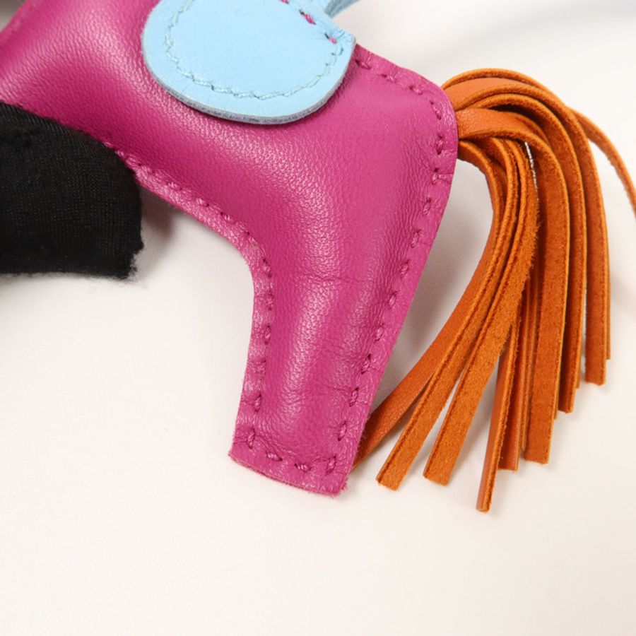 HERMES Milo皮革Rodeo PM掛飾Rose Purple/Celeste/Cornaline-10
