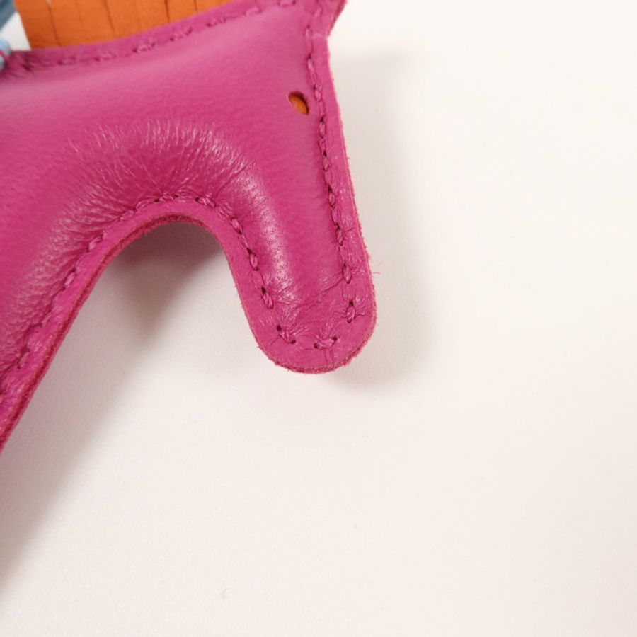 HERMES Milo皮革Rodeo PM掛飾Rose Purple/Celeste/Cornaline-11