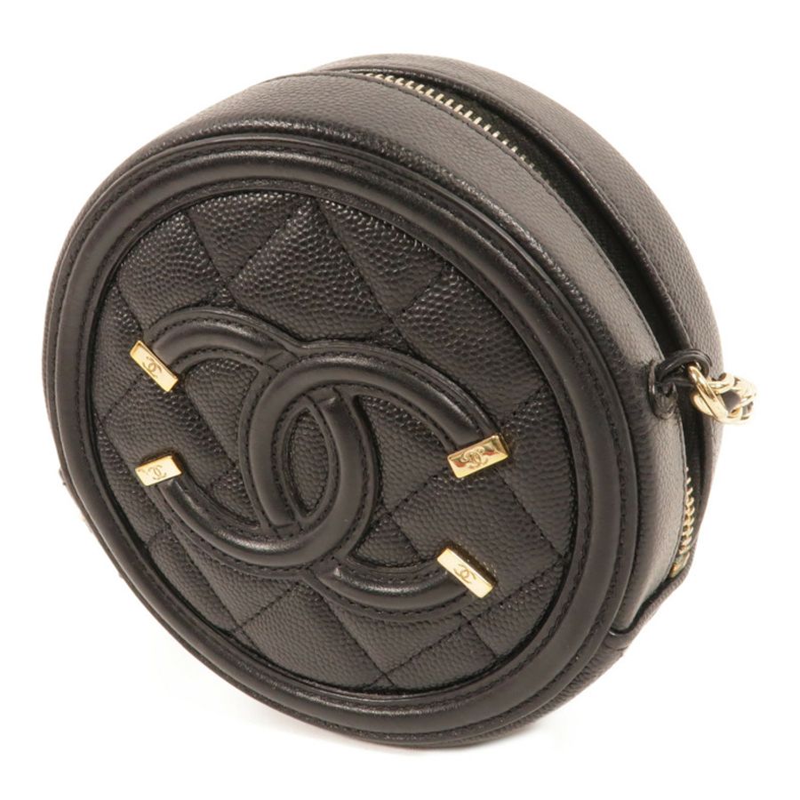 CHANEL 牛皮皮革Round CC Filigree Bag肩背袋-2