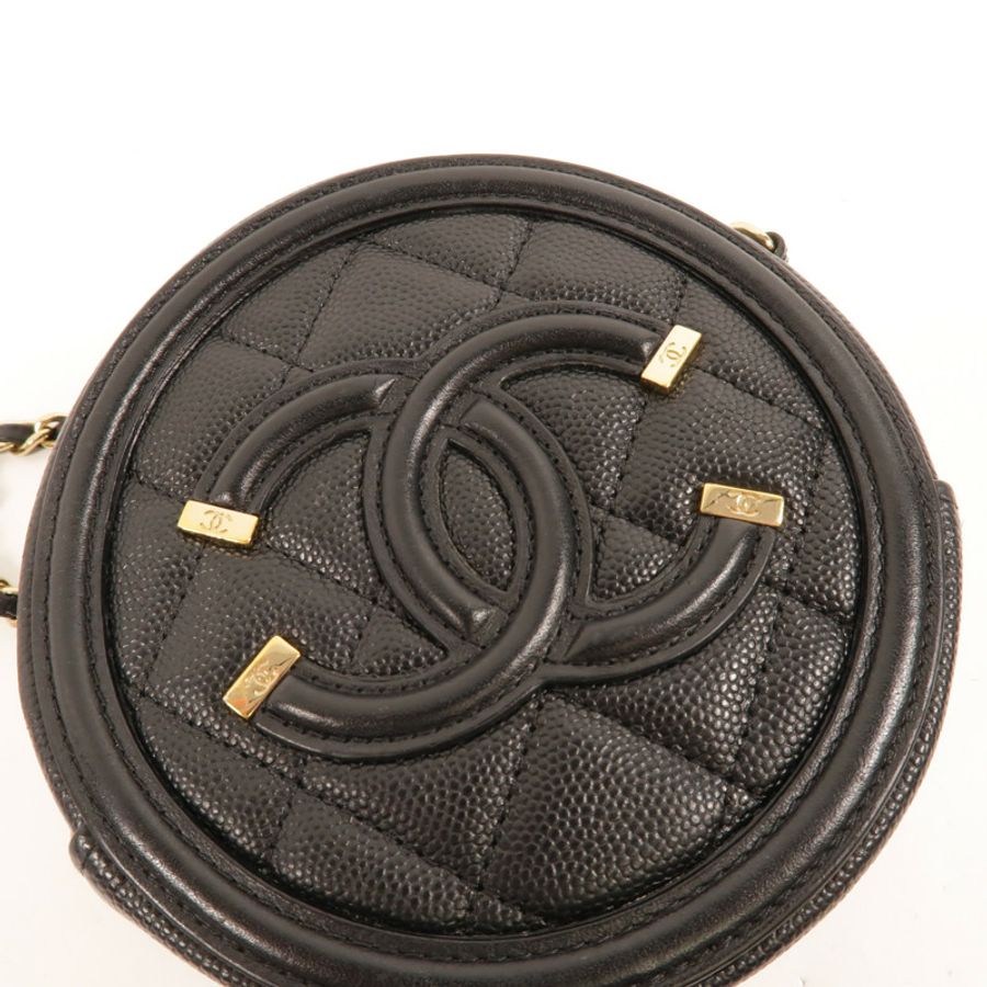 CHANEL 牛皮皮革Round CC Filigree Bag肩背袋-6