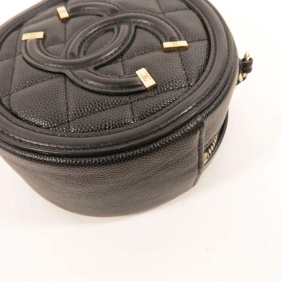 CHANEL 牛皮皮革Round CC Filigree Bag肩背袋-9