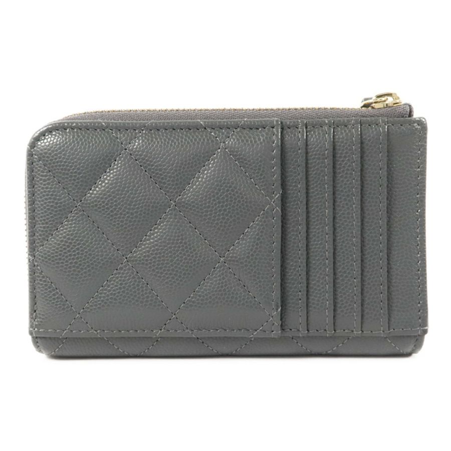 CHANEL 牛皮皮革CC Logo Zipper Wallet錢包-1