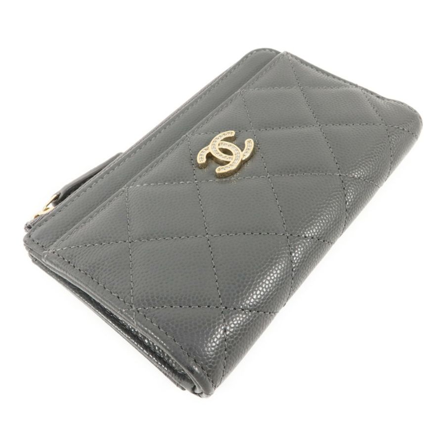 CHANEL 牛皮皮革CC Logo Zipper Wallet錢包-2