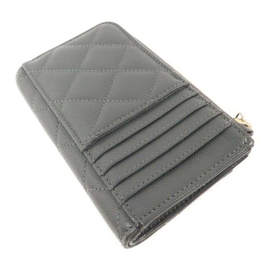 CHANEL 牛皮皮革CC Logo Zipper Wallet錢包-3