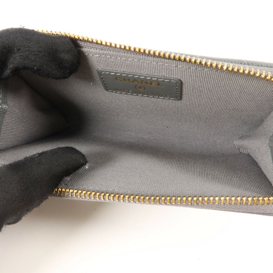 CHANEL 牛皮皮革CC Logo Zipper Wallet錢包-4