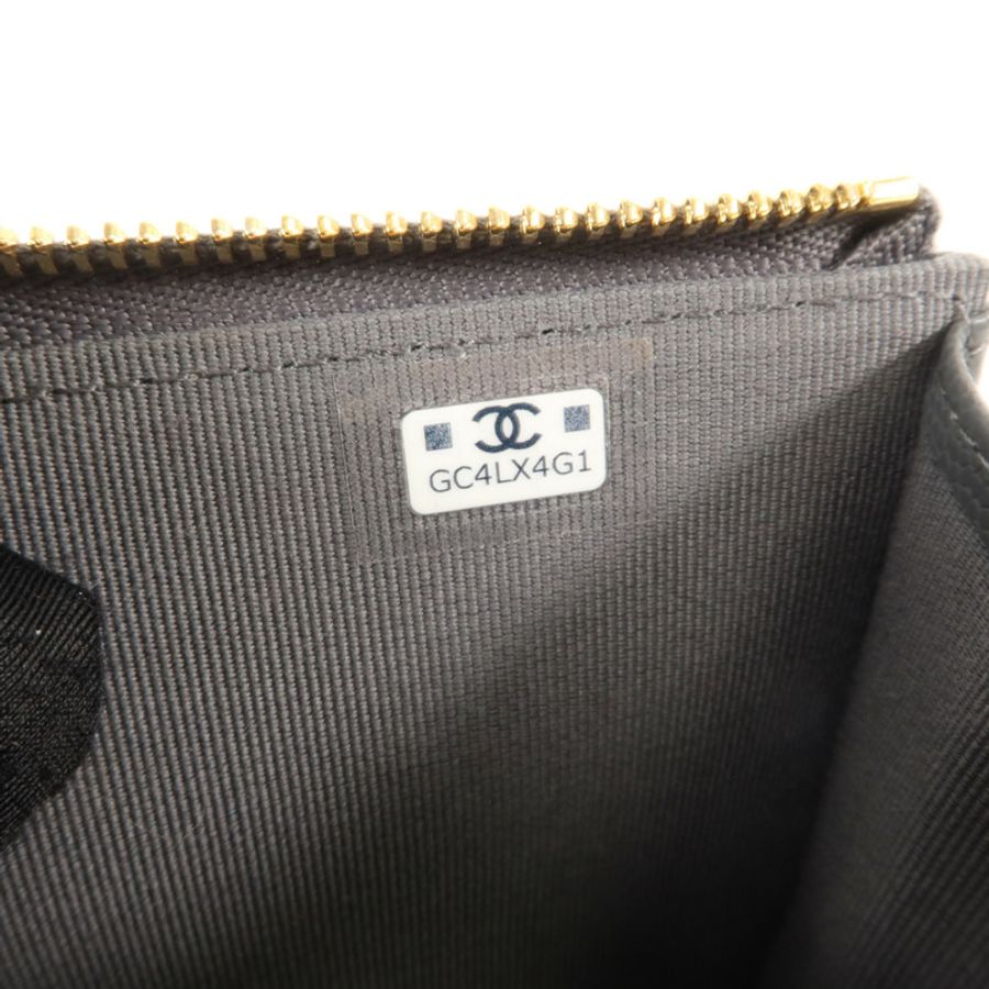 CHANEL 牛皮皮革CC Logo Zipper Wallet錢包-6