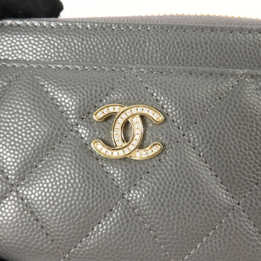 CHANEL 牛皮皮革CC Logo Zipper Wallet錢包-8
