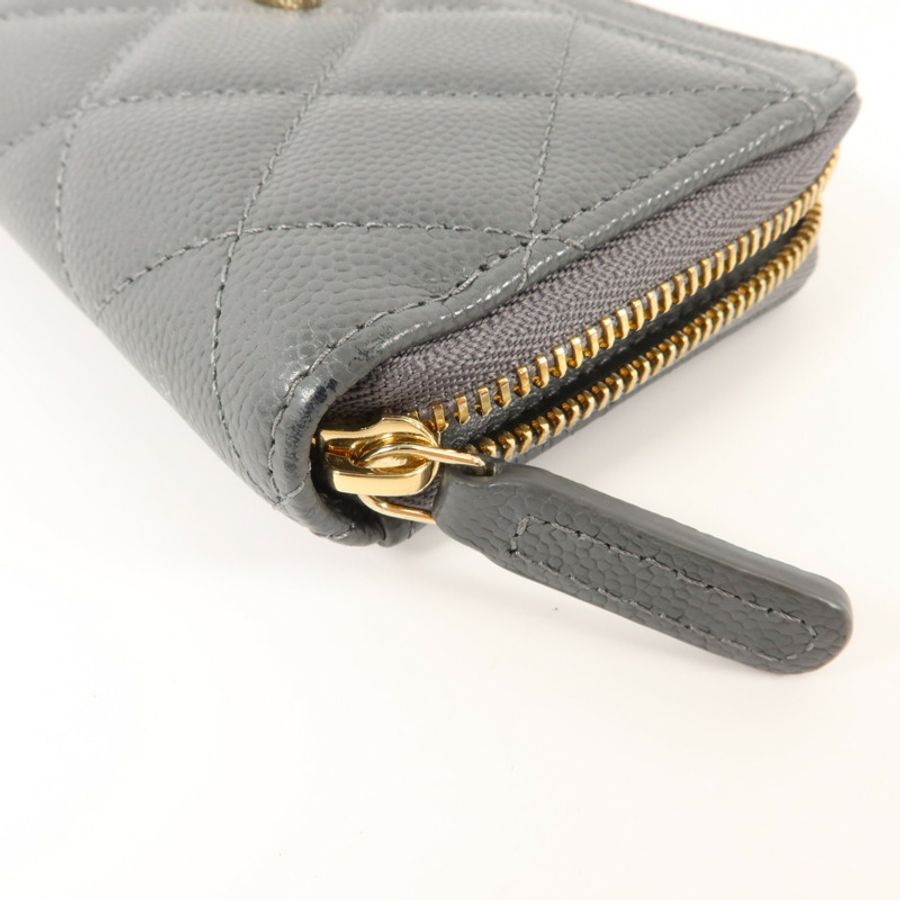CHANEL 牛皮皮革CC Logo Zipper Wallet錢包-9