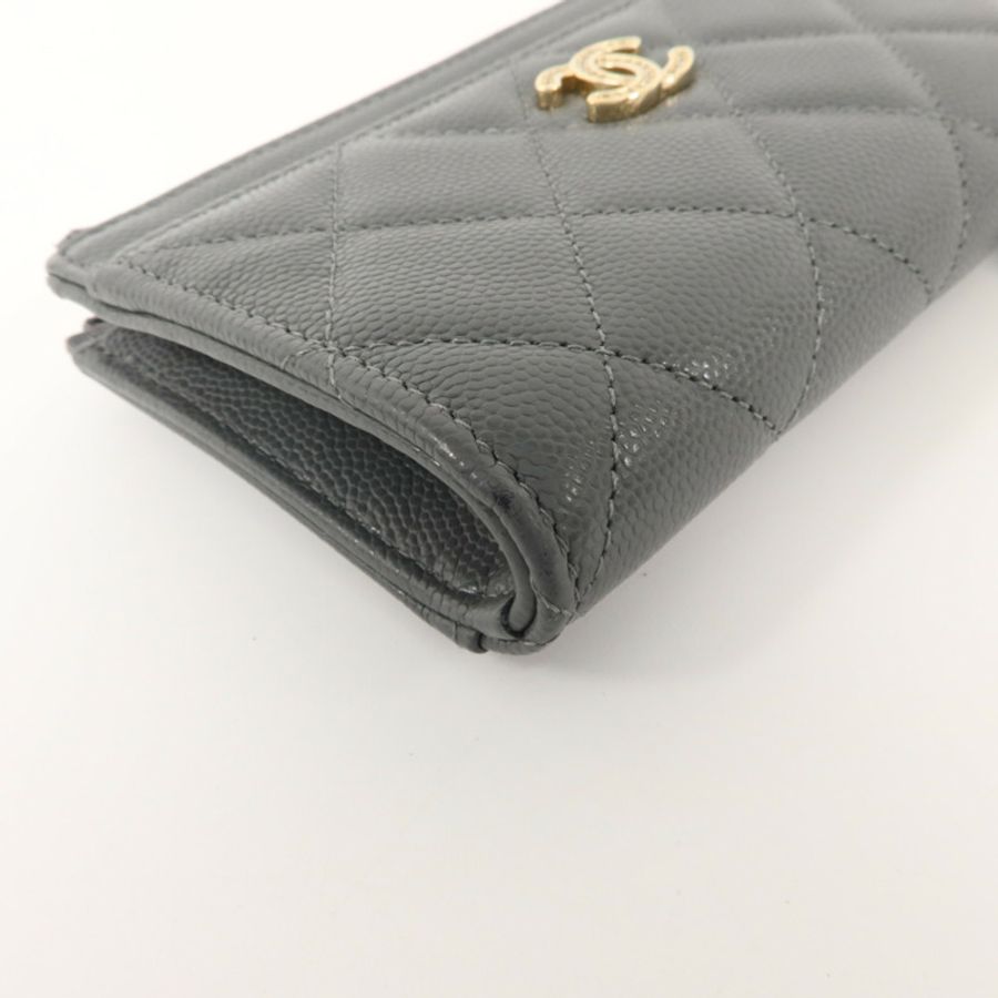 CHANEL 牛皮皮革CC Logo Zipper Wallet錢包-11