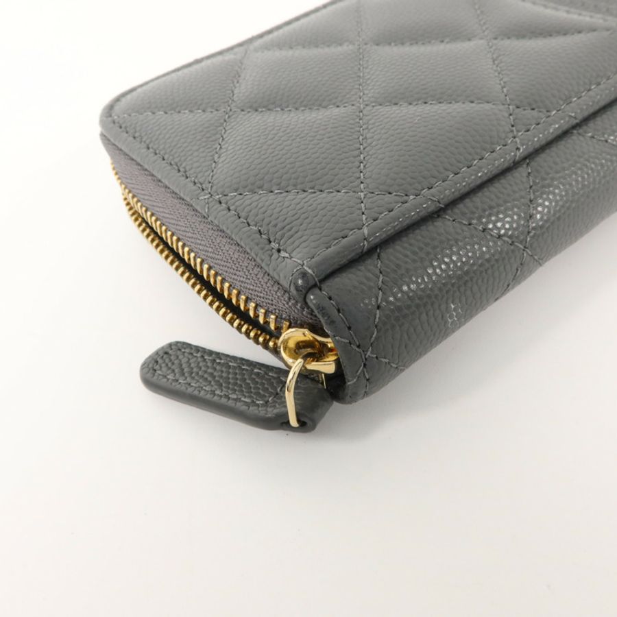 CHANEL 牛皮皮革CC Logo Zipper Wallet錢包-13
