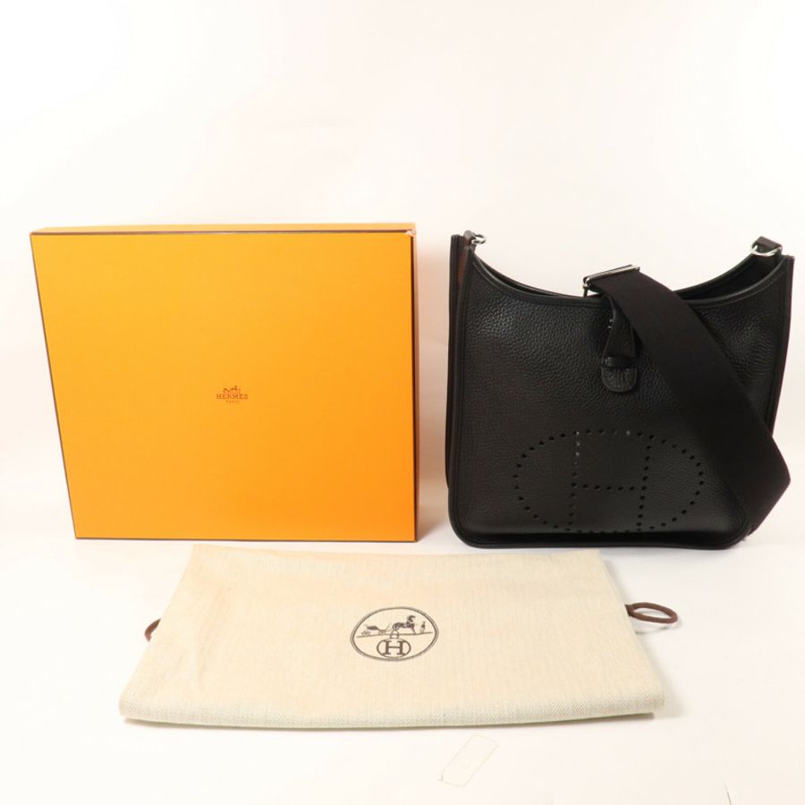 HERMES Clemence皮革Evelyne PM 肩背袋Noir-8