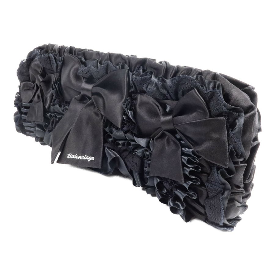 BALENCIAGA 緞面/蕾絲Ruffle Clutch手拿包-2