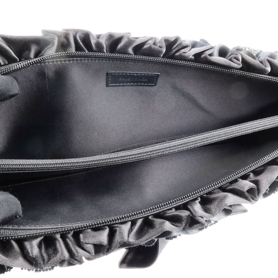 BALENCIAGA 緞面/蕾絲Ruffle Clutch手拿包-4
