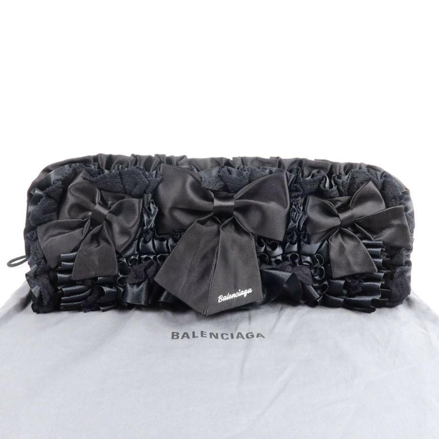 BALENCIAGA 緞面/蕾絲Ruffle Clutch手拿包-8