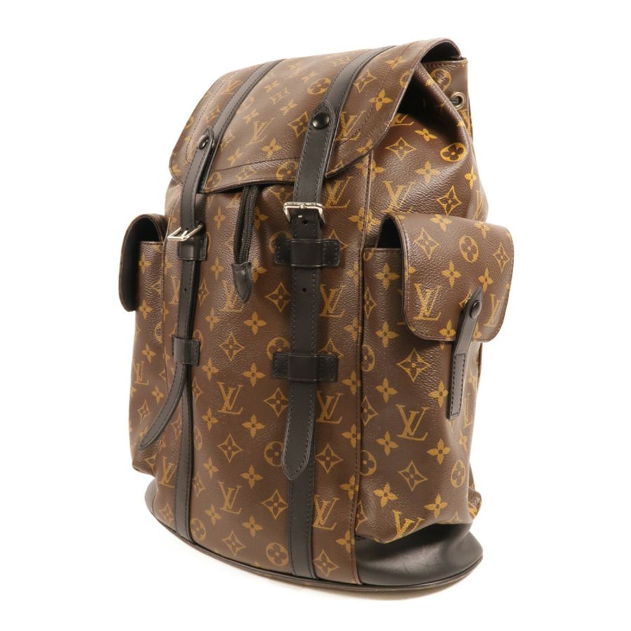 LOUIS VUITTON Monogram Macassar Christopher MM銀扣背包-2